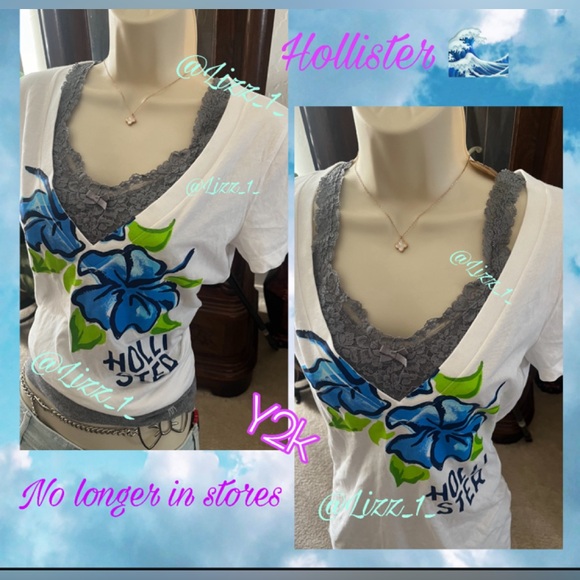 NWT Y2K Vintage Hollister V-neck top short sleeve - Picture 4 of 16